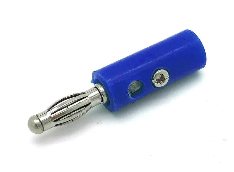 Bananenstecker, 4 mm, mit Querloch, blau