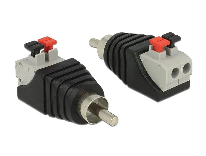 Adapter Cinchstecker - Terminalblock mit Drucktasten 2 Pin