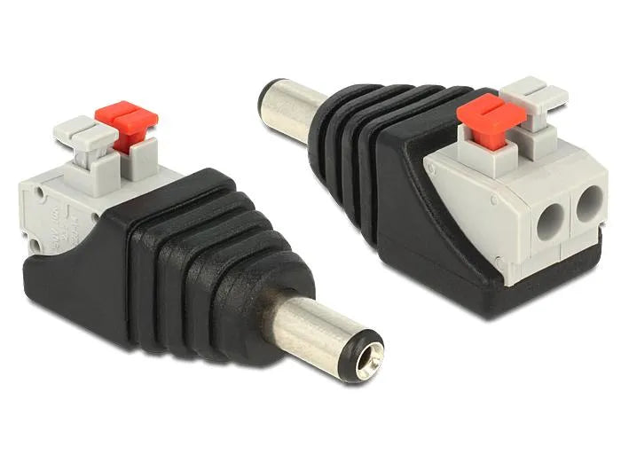 Adapter DC 5,5 x 2,1 mm Stecker - Terminalblock mit Drucktasten