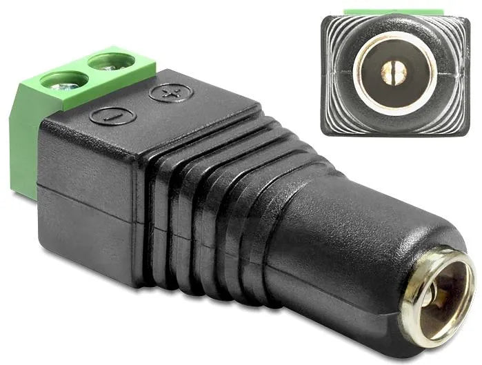 Delock Adapter: DC 5,5 x 2,1 mm Buchse zu Terminalblock 2 Pin