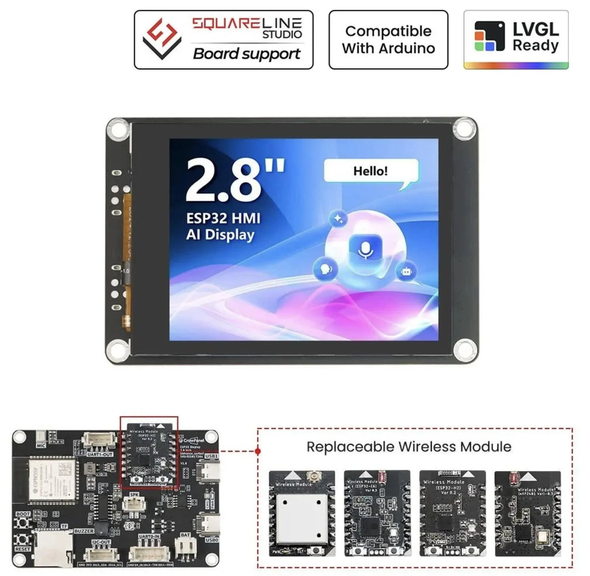 Elecrow CrowPanel Advance 2,8 Zoll HMI-Display, ESP32-S3, IPS, 320x240, WiFi, BT, 5V