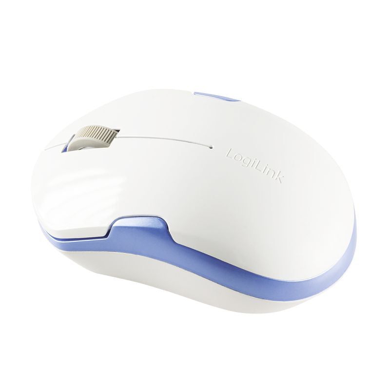 LogiLink optische Funk Maus kabellos 2,4GHz 1200dpi Nano USB Empfänger Weiß Blau
