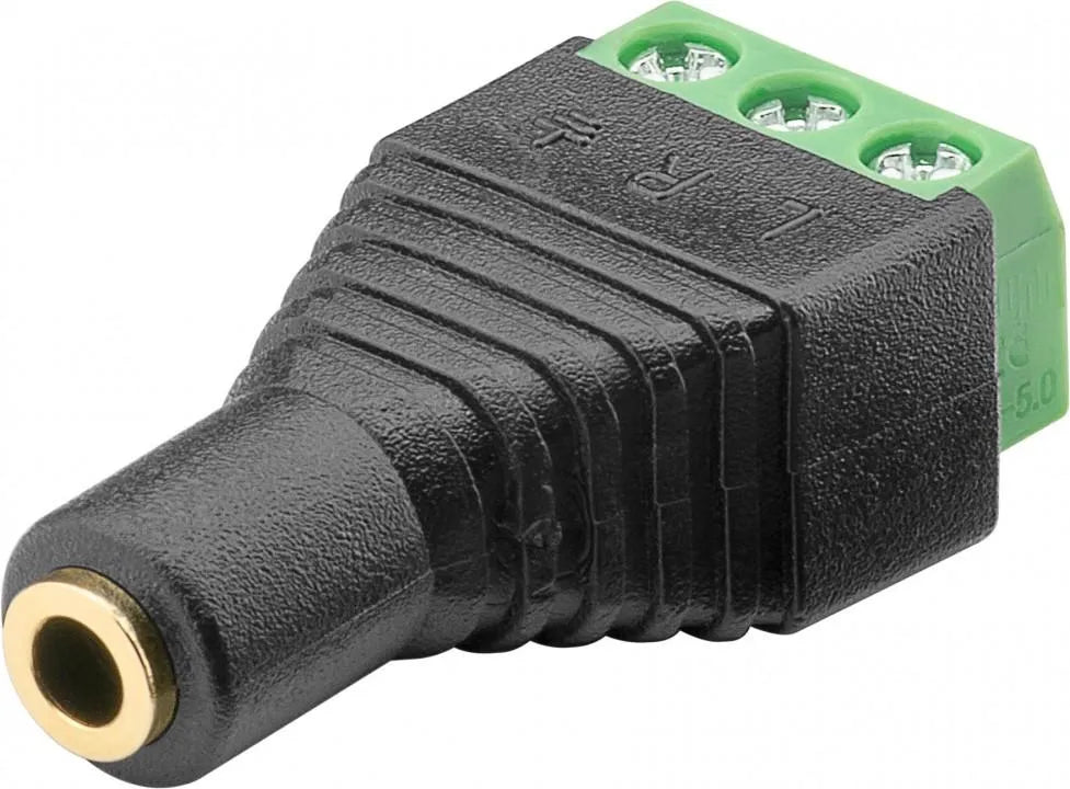 Terminalblock 3-pin > Klinke 3,5 mm Buchse (3-Pin, stereo) - Schraubbefestigung