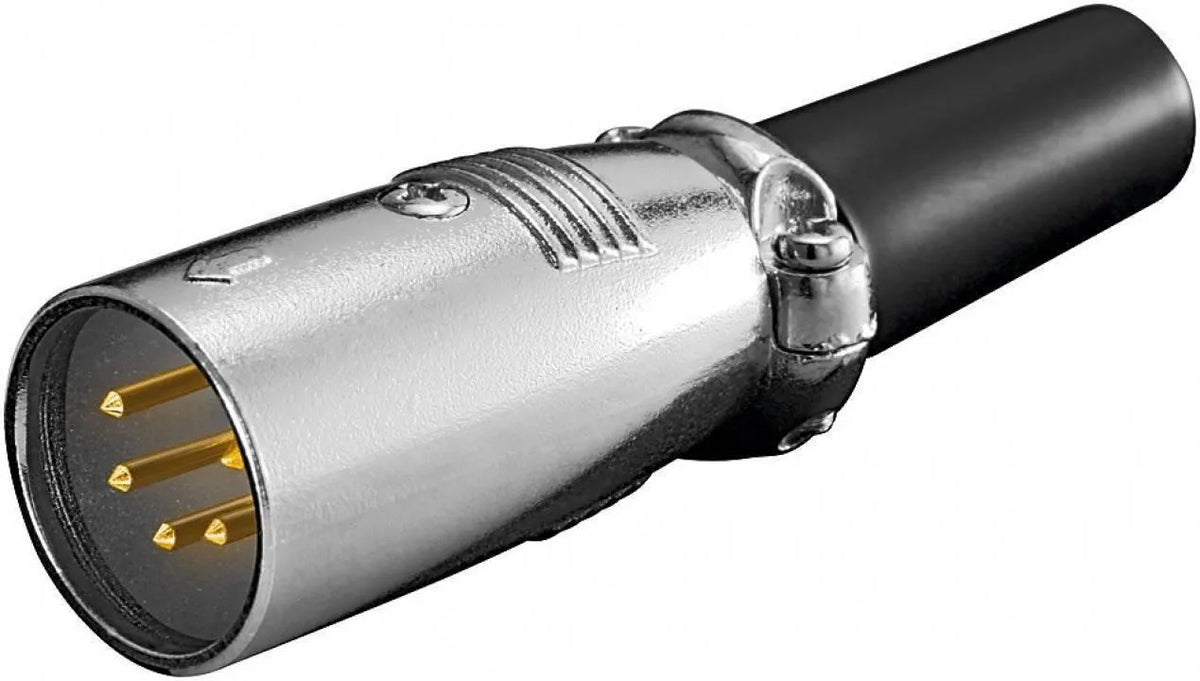 XLR-Stecker, 5-polig, mit vergoldeten Kontakten und geschraubter Zugentlastung