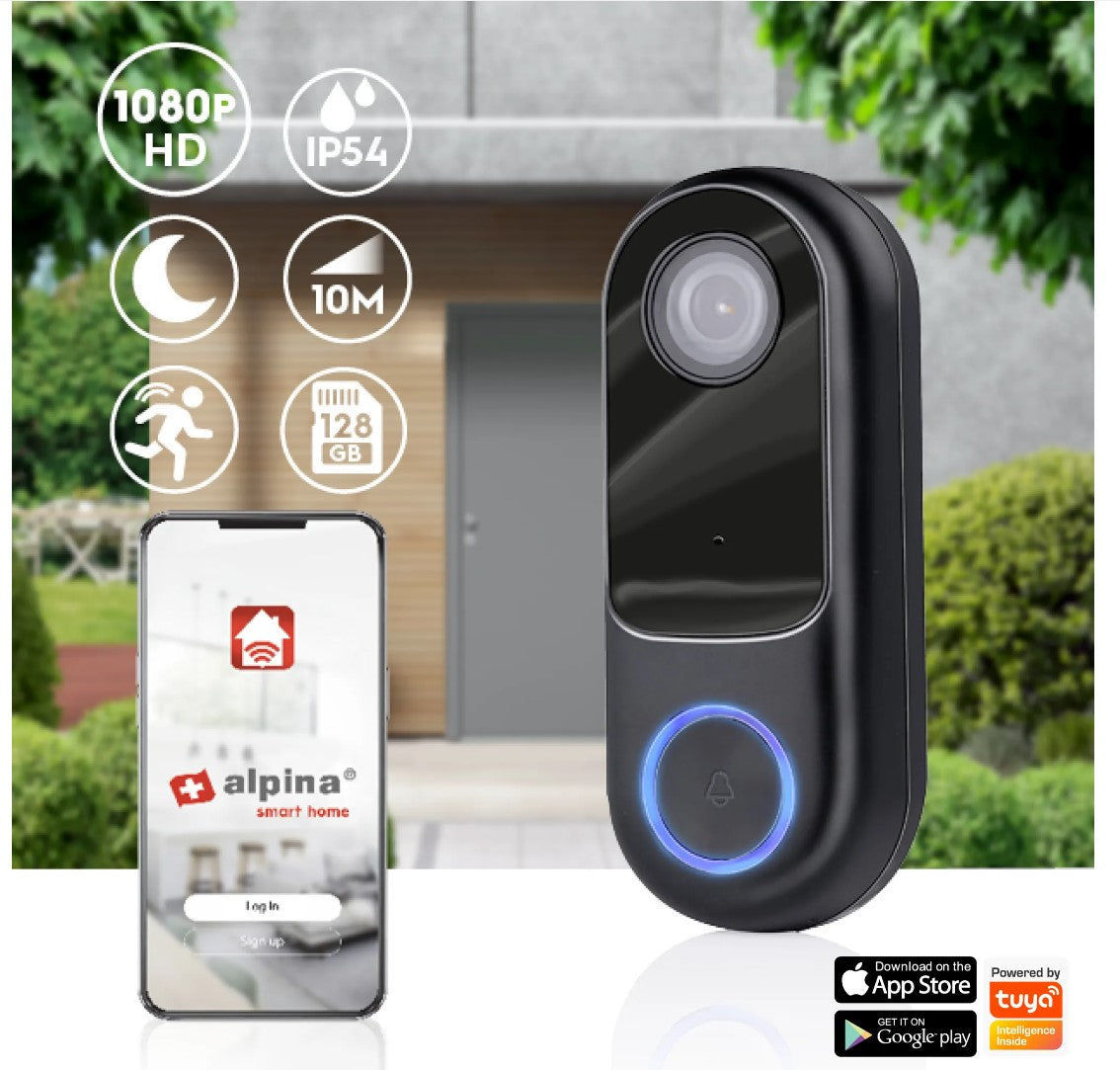 Alpina Alpina Smart Home Funkklingel mit Kamera - WLAN - Video - Full HD elektroniktrade Switzerland