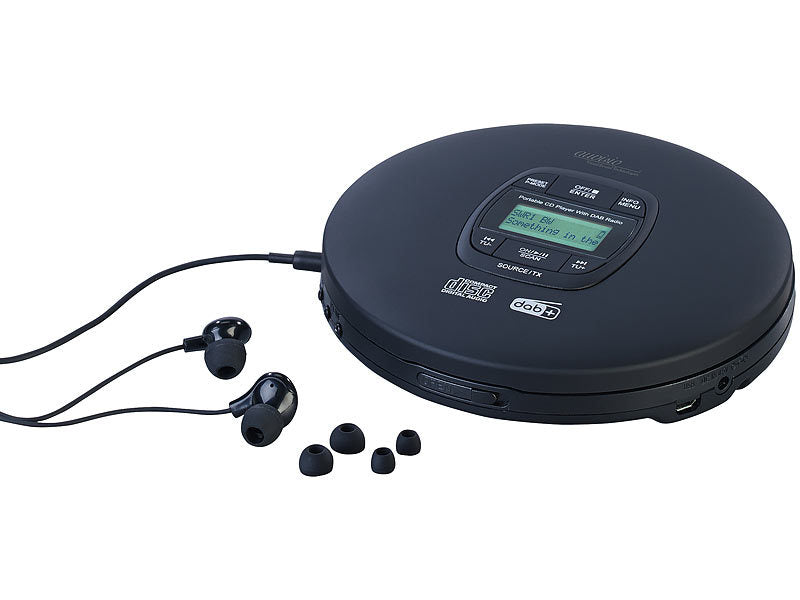 auvisio Tragbarer CD-Player, DAB+ Radio, Bluetooth, Akku, Ohrhörer, Anti-Shock elektroniktrade Switzerland
