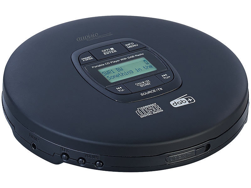 auvisio Tragbarer CD-Player, DAB+ Radio, Bluetooth, Akku, Ohrhörer, Anti-Shock elektroniktrade Switzerland