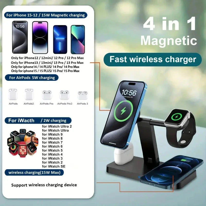 Elektroniktrade 4in1 Wireless-Ladegerät, Tragbar, Faltbar, Magnetische Saugfunktion, für Apple Geräte elektroniktrade Switzerland