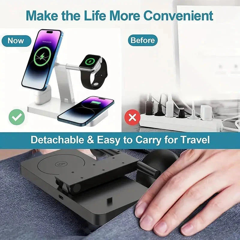 Elektroniktrade 4in1 Wireless-Ladegerät, Tragbar, Faltbar, Magnetische Saugfunktion, für Apple Geräte elektroniktrade Switzerland