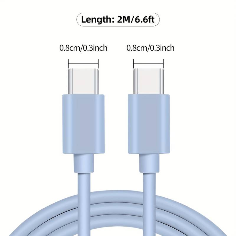 Elektroniktrade 60W USB-C-zu-USB-C-Kabel Macaron Blau Schnellladekabel  2m Elektroniktrade Switzerland
