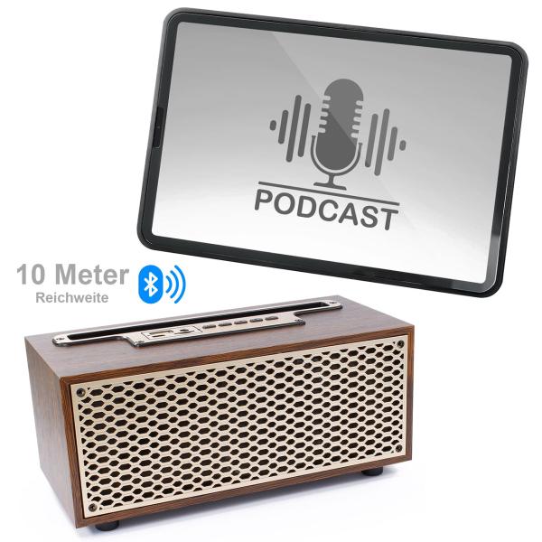 Elektroniktrade Bluetooth Radio, Vintage, Wireless, Holzgehäuse, 20,9 x 9,5 x 9,8 cm XM-5H elektroniktrade Switzerland
