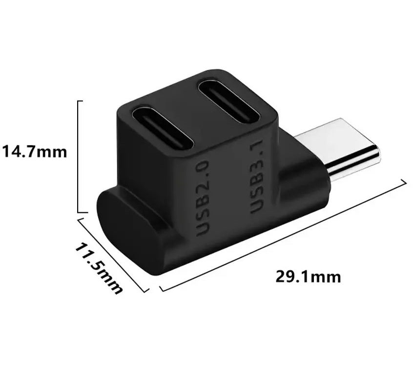 Elektroniktrade Dual USB-C Adapter Winkel – 4K@60Hz, 100W, USB 3.1 Gen2, Plug & Play elektroniktrade Switzerland