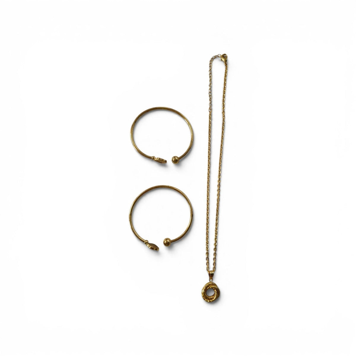 elektroniktrade Elegantes Schmuckset Goldfarben – Halskette mit Ring-Anhänger & Creolen für Damen elektroniktrade Switzerland
