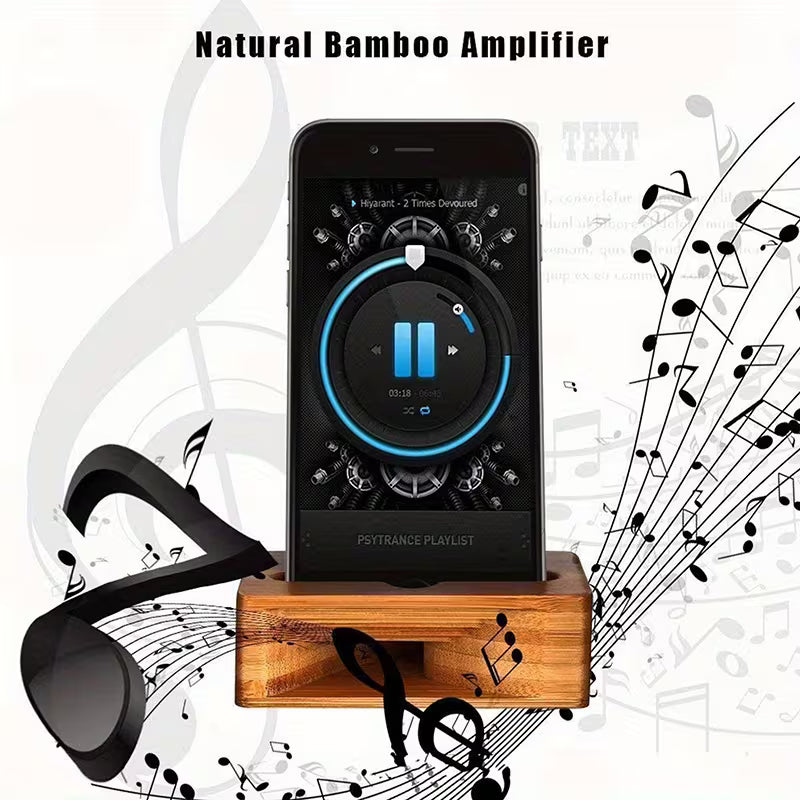 Elektroniktrade Handyhalterung mit Ständer und Verstärker | Holz- und Bambus-Design elektroniktrade Switzerland