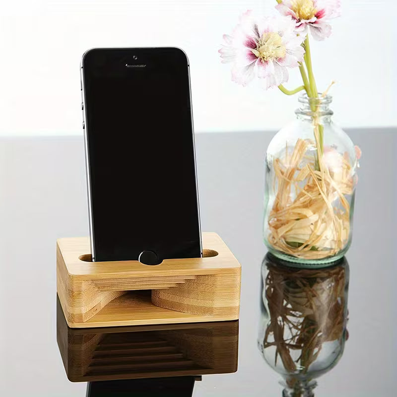 Elektroniktrade Handyhalterung mit Ständer und Verstärker | Holz- und Bambus-Design elektroniktrade Switzerland
