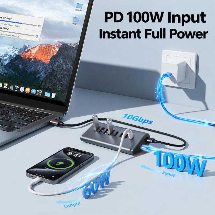 elektroniktrade HAS-4A4C 4 USB-A & 4 USB-C 10Gbps PD60W Max Output USB 3.2 HUB, HAS-4A4C elektroniktrade Switzerland
