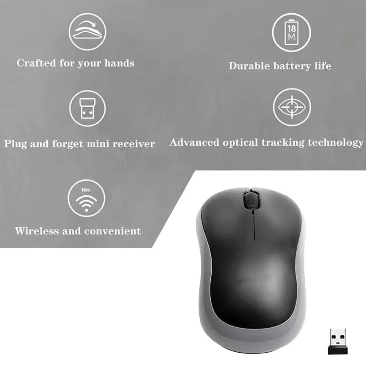 Elektroniktrade M185 Mini-Funkmaus 1000 DPI, ergonomische Maus, 2,4 GHz elektroniktrade Switzerland
