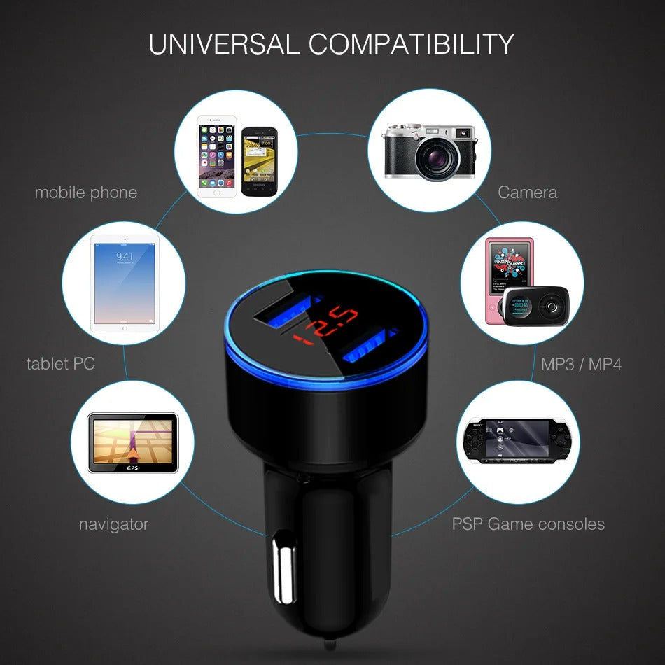 Elektroniktrade Smartes Dual USB Auto Lade Adapter mit mini Display elektroniktrade Switzerland