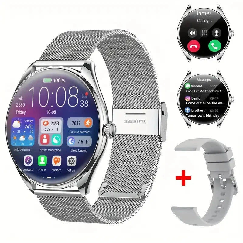 Elektroniktrade Ultradünne, langlebige Smartwatch MT55 für SIe & Ihn mit 5–7 Tage Akkulaufzeit (Silber) elektroniktrade Switzerland