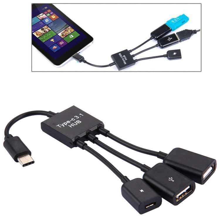 eTrade 17,8 cm 3 Anschlüsse USB-C / Typ C 3.1 OTG Charge HUB-Kabel elektroniktrade Switzerland