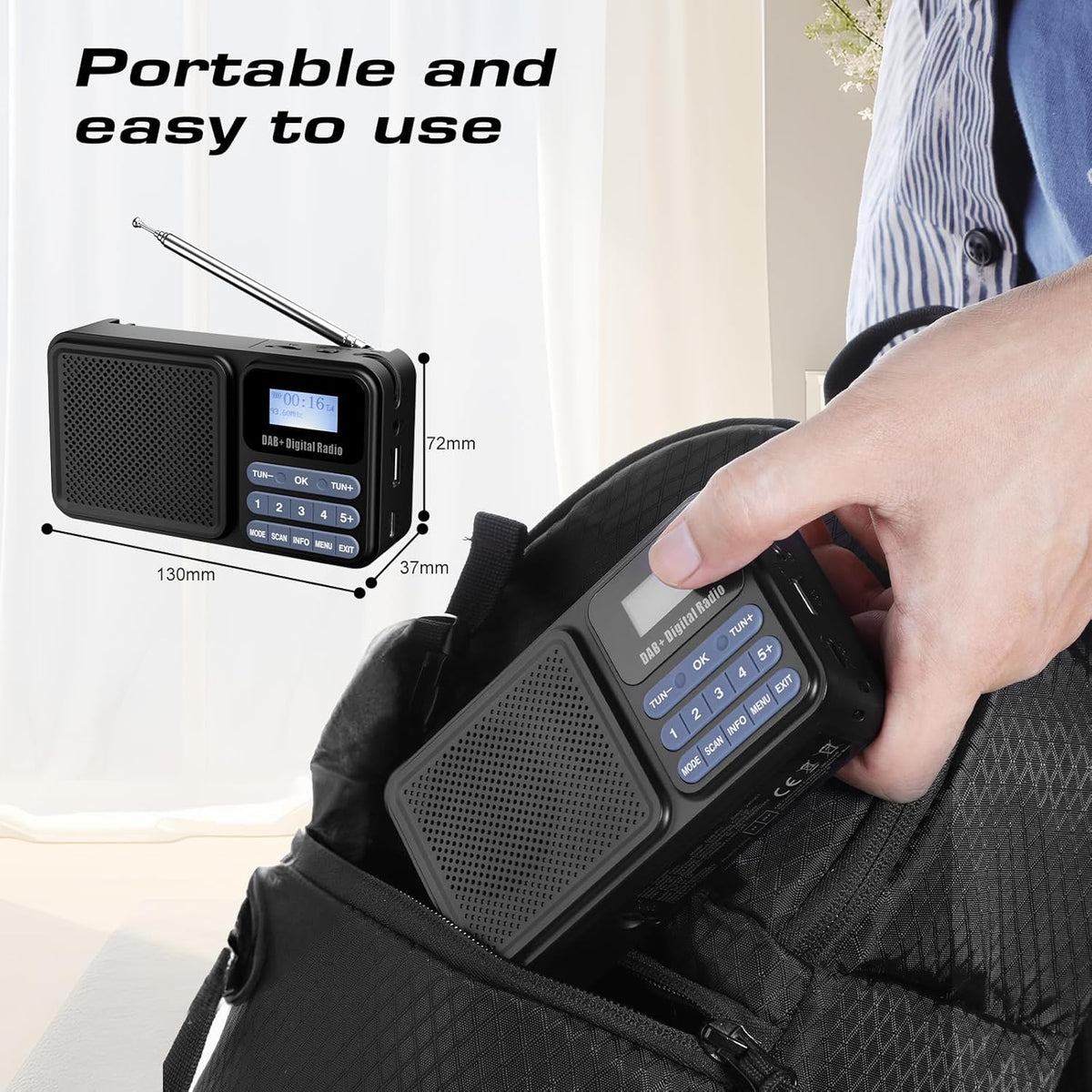 Gallypek DAB+/FM Radio mit Bluetooth, Akku und Solarpanel - USB/Solar Charging elektroniktrade Switzerland