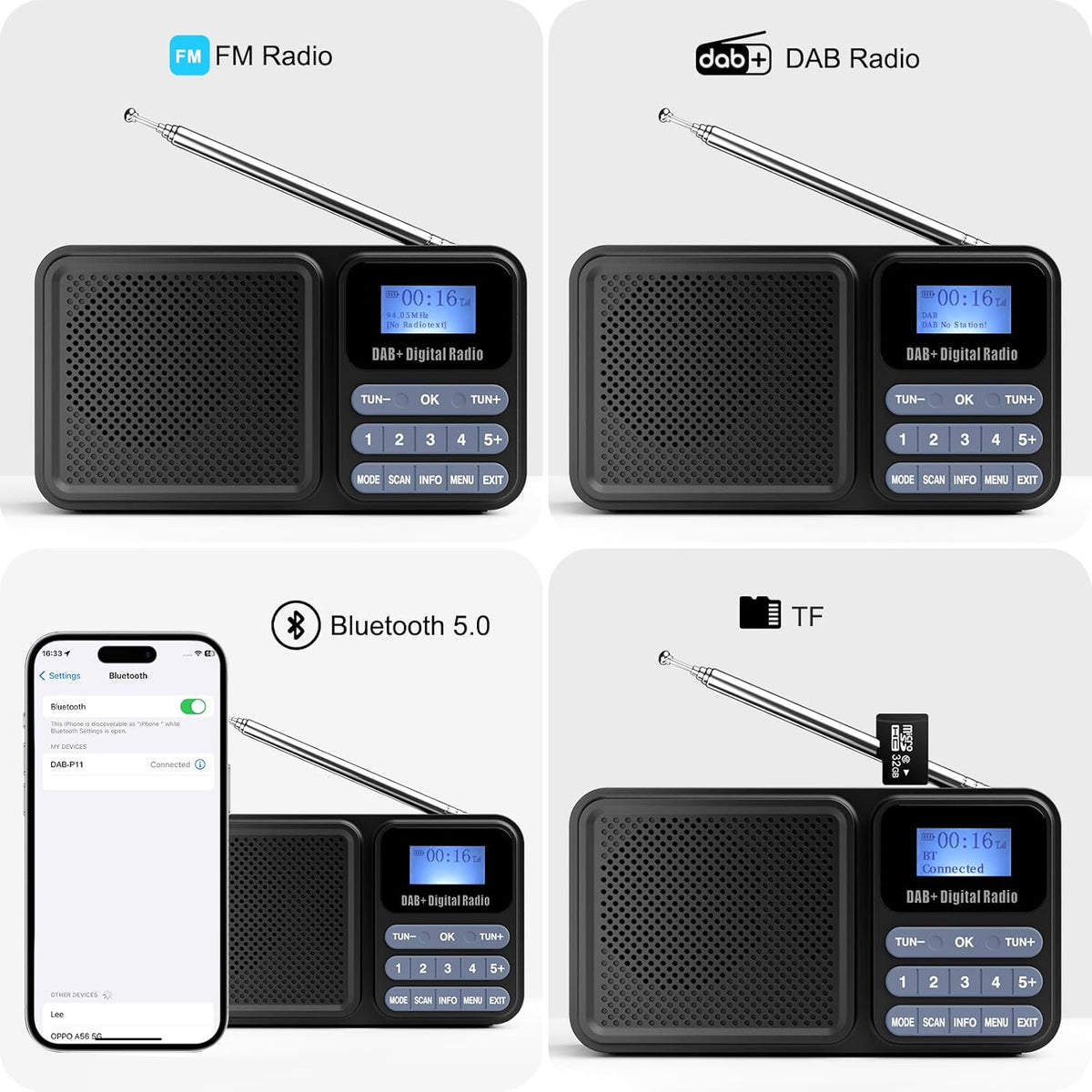 Gallypek DAB+/FM Radio mit Bluetooth, Akku und Solarpanel - USB/Solar Charging elektroniktrade Switzerland