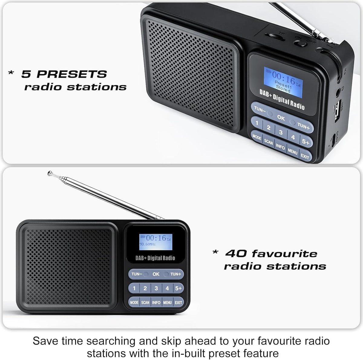 Gallypek DAB+/FM Radio mit Bluetooth, Akku und Solarpanel - USB/Solar Charging elektroniktrade Switzerland