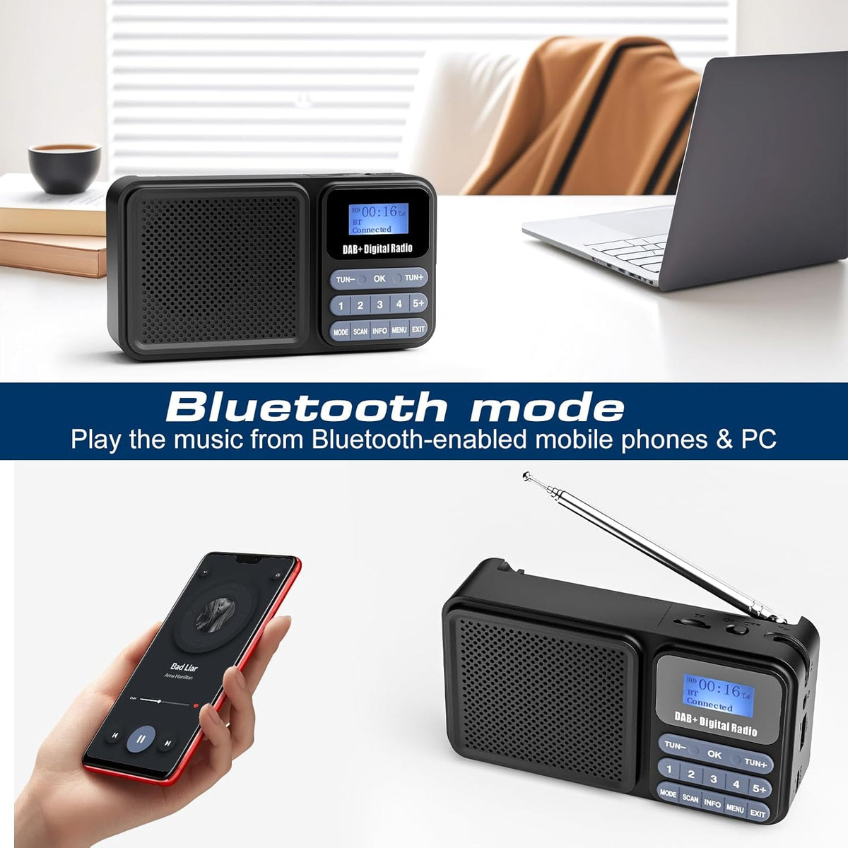 Gallypek DAB+/FM Radio mit Bluetooth, Akku und Solarpanel - USB/Solar Charging elektroniktrade Switzerland