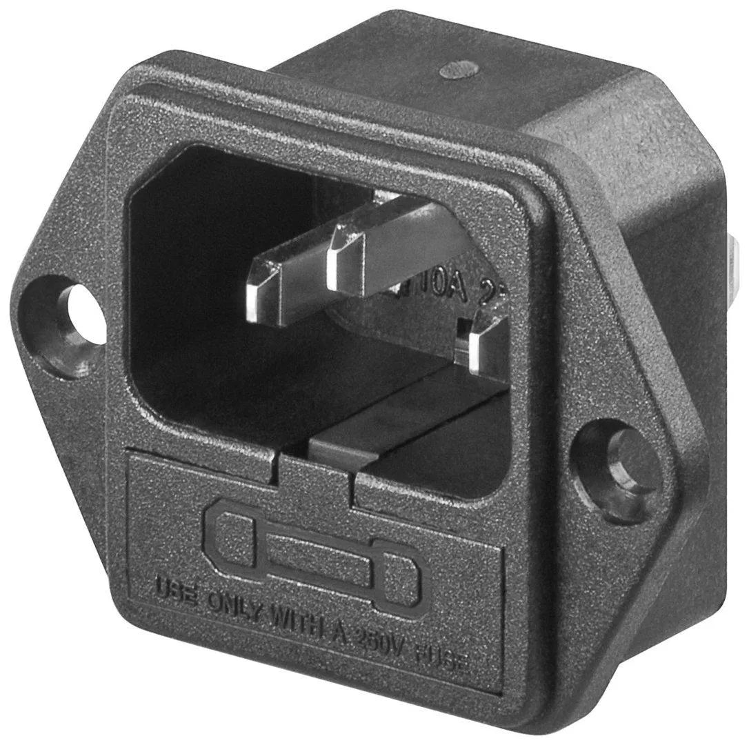 goobay AC-Einbaustecker C14 mit Sicherungshalter - 4,8mm Flachsteckeranschluss elektroniktrade Switzerland