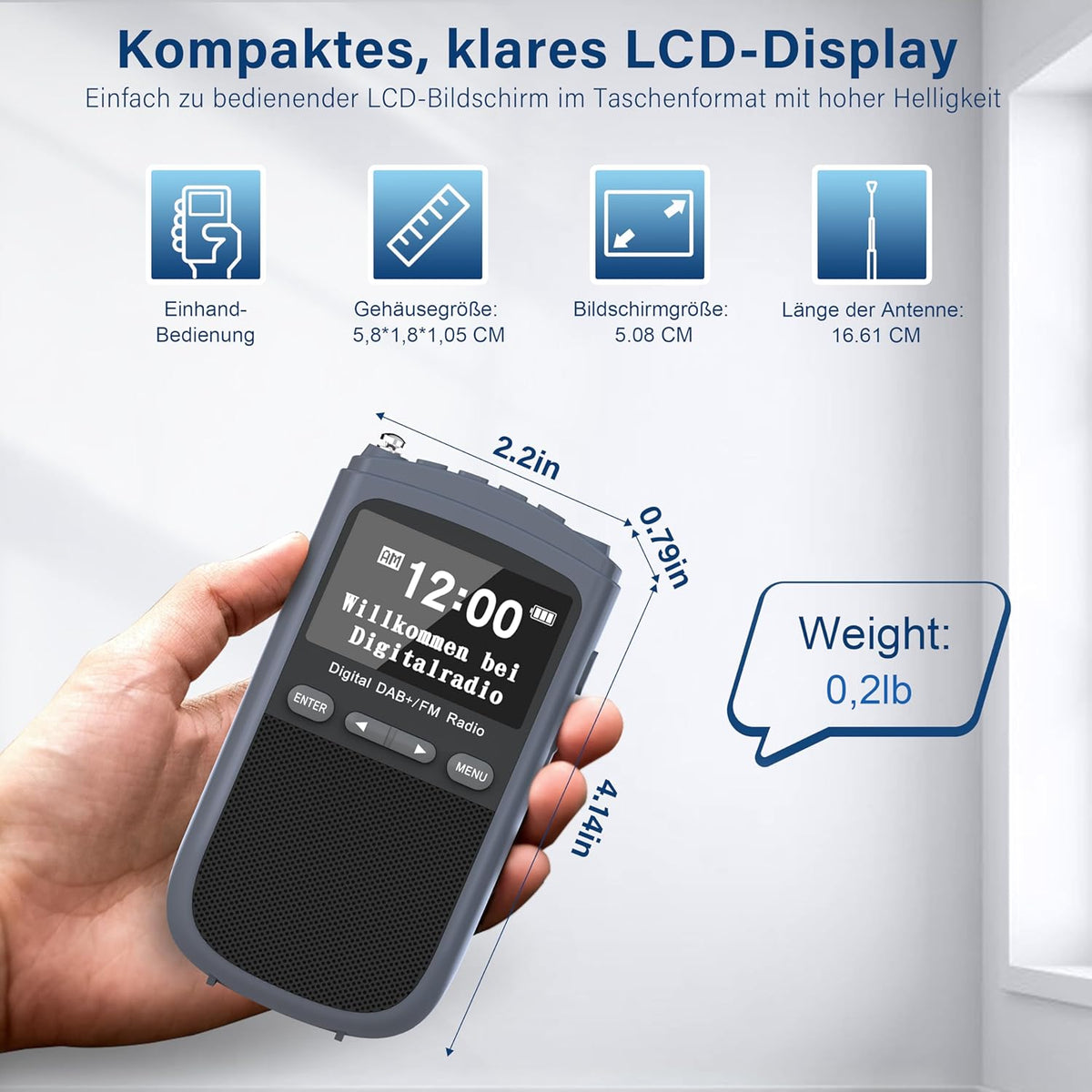 Greadio DAB+/FM Radio mit Kopfhörer,LCD-Display,Wecker,Uhr,Schlafzeit-Timer elektroniktrade Switzerland