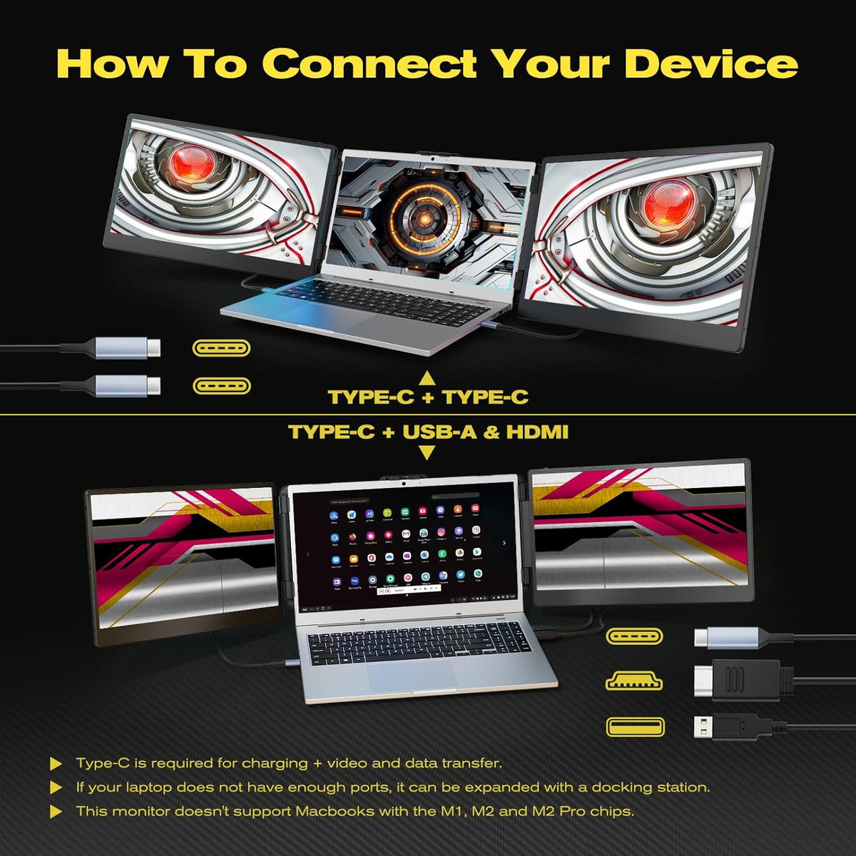 KEFEYA Tragbarer Dual Monitor für Laptops, 14" FHD 1080p HDR Display S2 elektroniktrade Switzerland