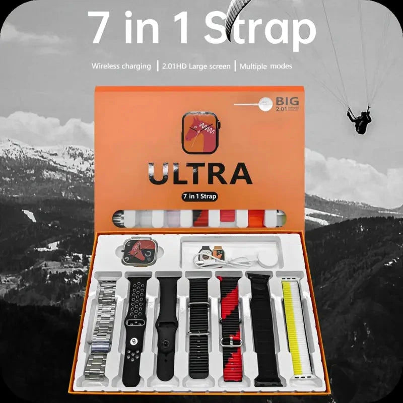 Laxasfit Smartwatch Ultra Geschenk Set 7 In 1  + Uhr & Wireless Ladegerät inkl. Bänder Elektroniktrade Switzerland