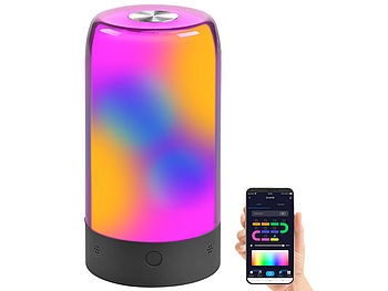 Luminea Home Control Luminea Home Control Tischlampe mit App: Smarte Stimmungsleuchte mit RGB-IC-LEDs, 15 Modi, WLAN, App, schwarz elektroniktrade Switzerland