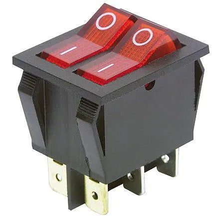 McPower Doppel-Wippschalter, 1-polig, schwarz/rot, ON-OFF elektroniktrade Switzerland