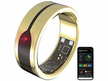 newgen medicals Fitnesstracker-Ring, Herzfrequenz- & SpO2-Anzeige, 2 mm, gold, Gr. 63 elektroniktrade Switzerland