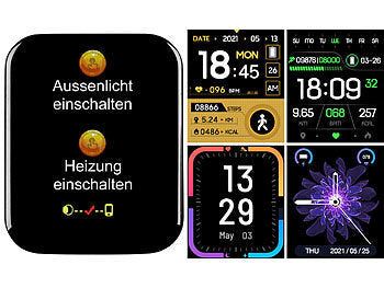 newgen medicals Tuya-kompatible Fitness-Smartwatch, Bluetooth, App, Metall, IP67 elektroniktrade Switzerland