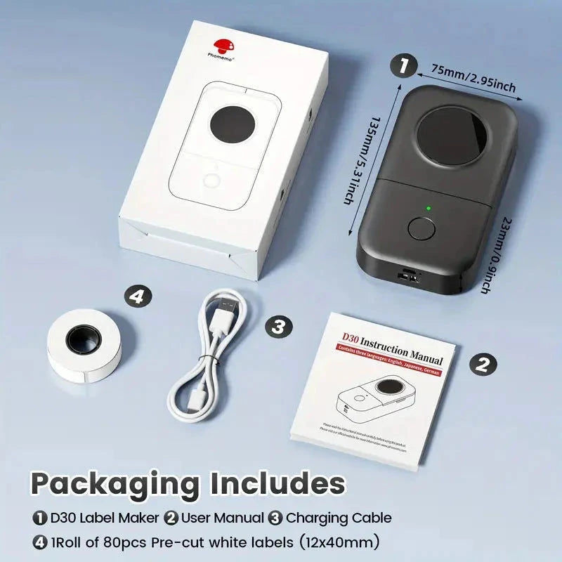Phomemo Phomemo D30 Etikettendrucker - Tragbarer Mini-Thermodrucker mit Band elektroniktrade Switzerland