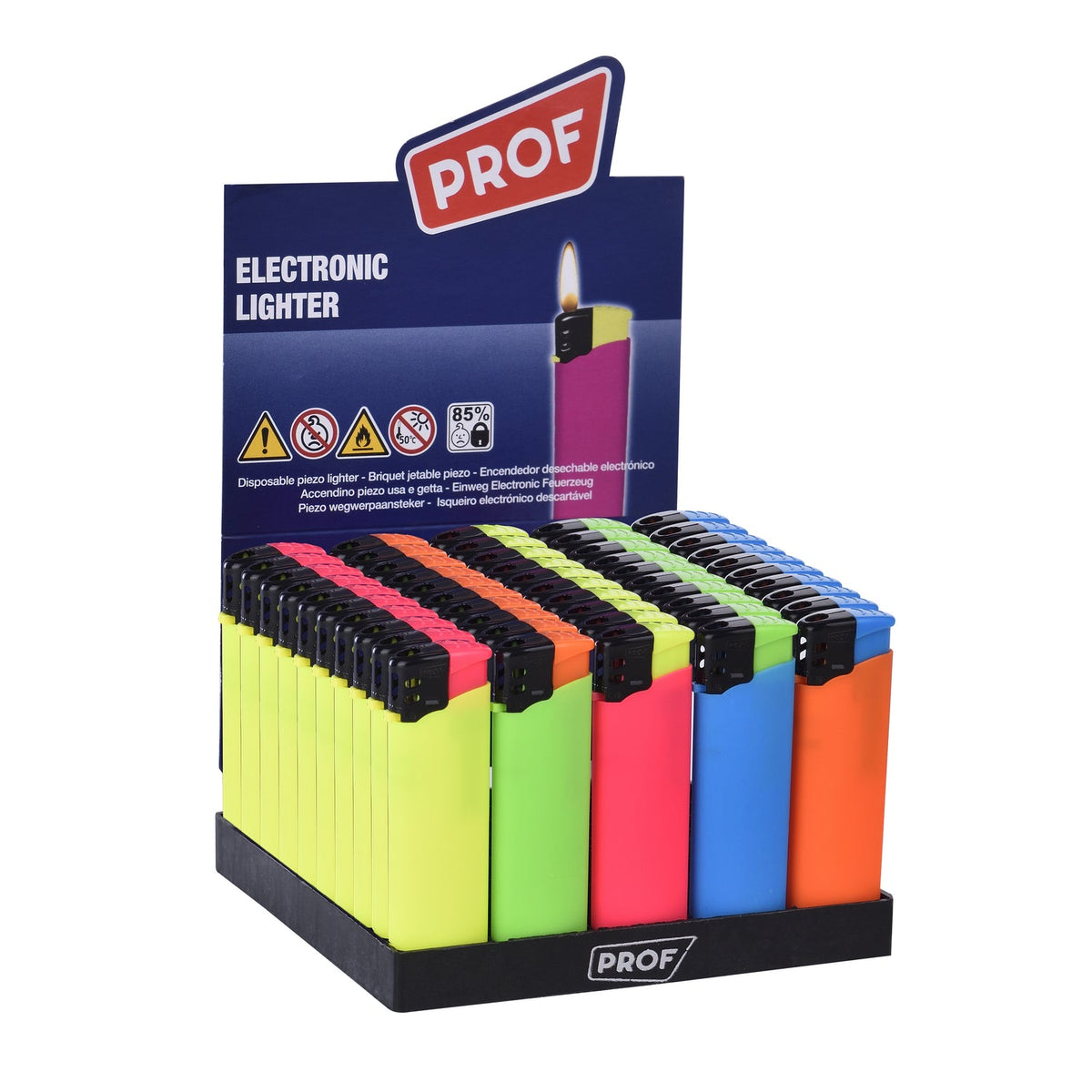 PROF Nachfüllbares Feuerzeug im BI-Color Rubber Touch Design- DL-50 Elektroniktrade Switzerland