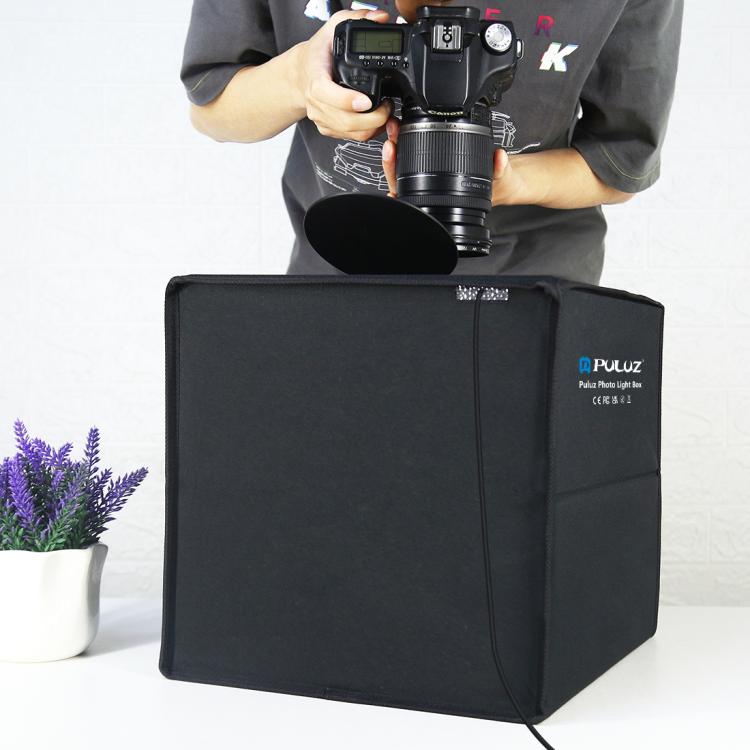 PULUZ PULUZ 30 cm faltbares, hohes 97 CRI-Ringlicht, Fotobeleuchtung, Studio-Aufnahmezelt, Box-Set mit 6 Hintergrundfarben (Schwarz, Weiß, Orange, Rot, Grün, Blau), aufgeklappte Größe: 30 cm x 30 cm x 30 cm, 30cm Box Black elektroniktrade