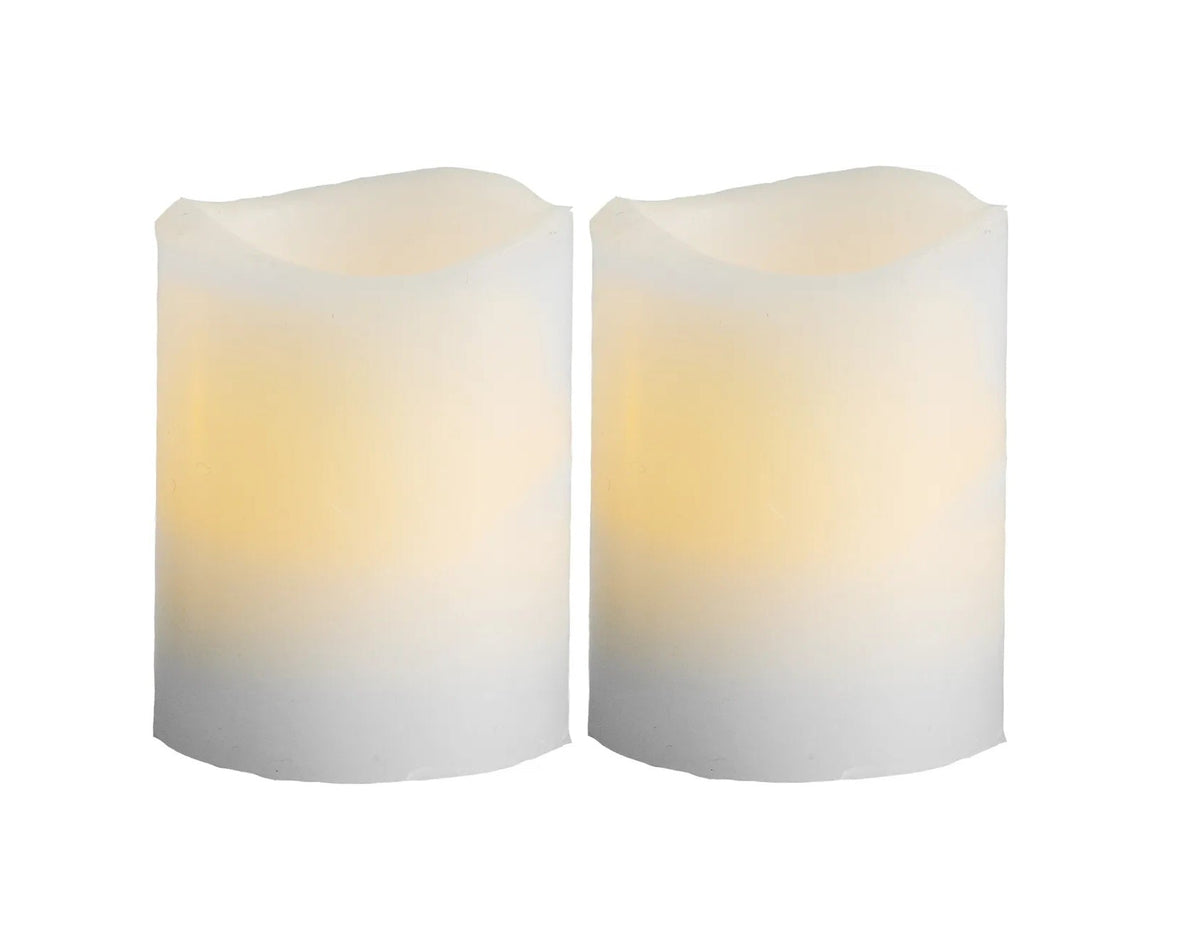 Schönenberger LED Pillar Kerze 2er Pack Wave Indoor, Weiss, 6cm Höhe, Timerfunktion Elektroniktrade Switzerland