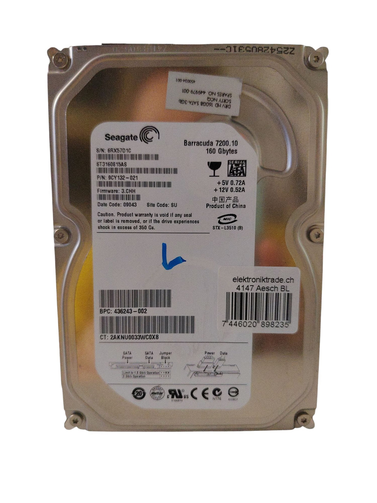 Seagate Seagate HDD Barracuda 7200.10 160GB ( Gebraucht Artikel ) Elektroniktrade Switzerland