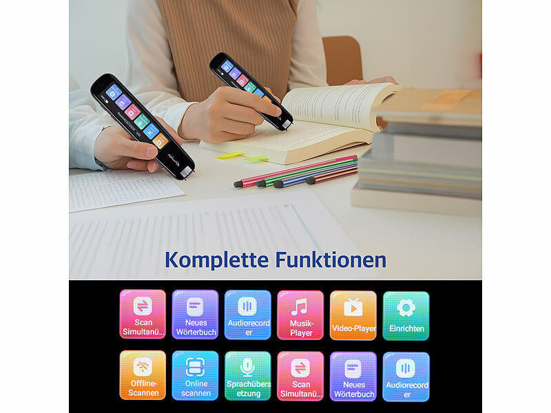 simvalley Übersetzer-Stift, 142 Online-Sprachen, Scan-Funktion, Touch-Display elektroniktrade Switzerland