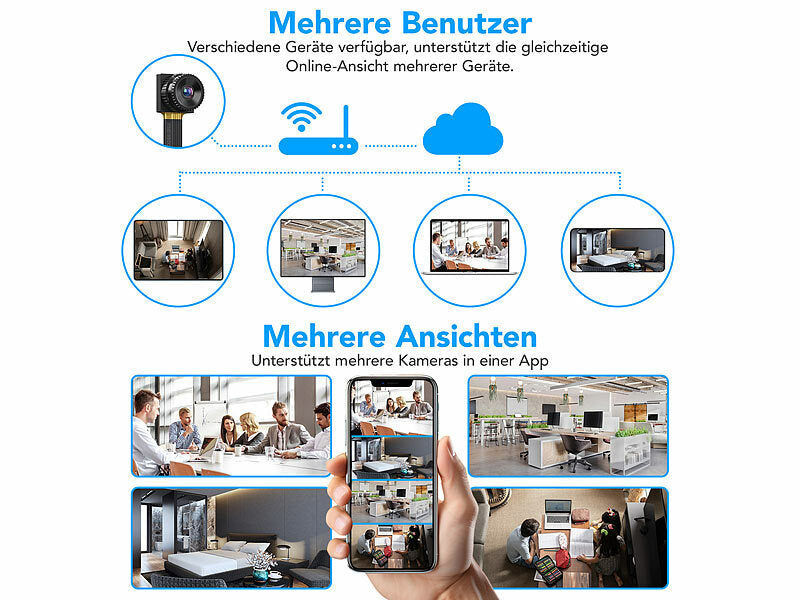 Somikon 2K-WLAN-Micro-Einbaukamera, Bewegungserkennung, Mikrofon, 4 MP, App elektroniktrade Switzerland