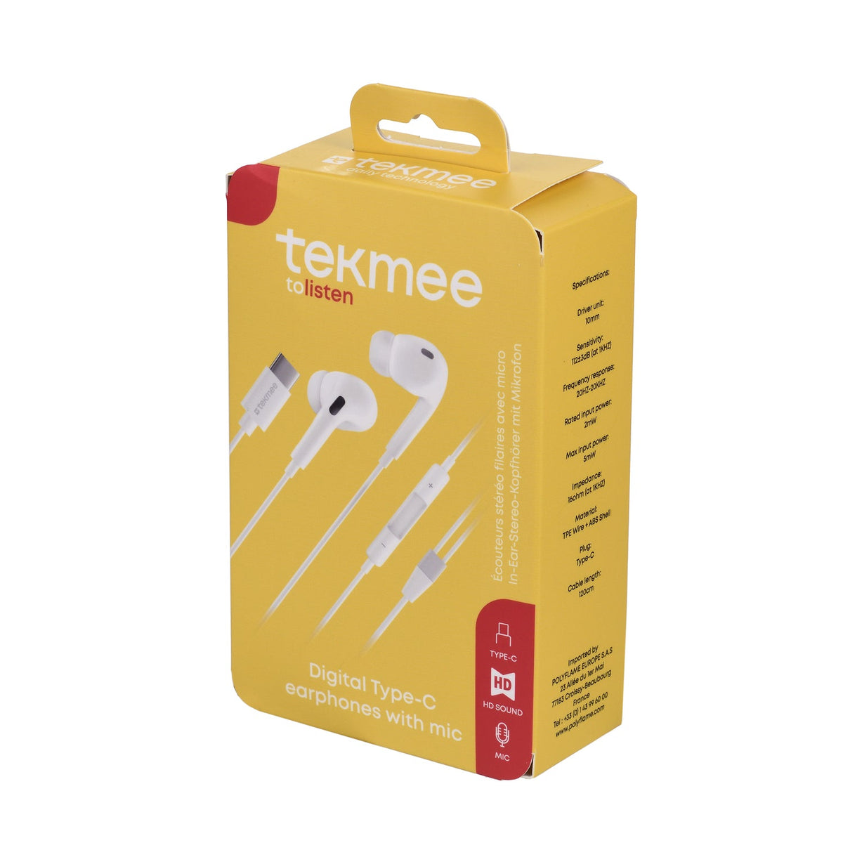 Tekmee TEK Type-C Kopfhörer mit Mikrofon – Stereo In-Ear USB-C Headset elektroniktrade Switzerland