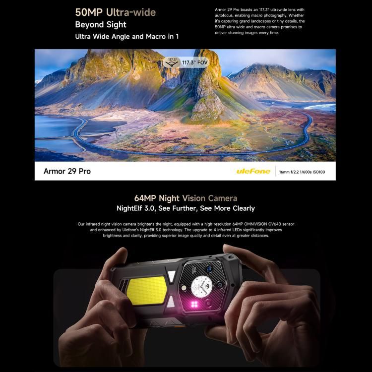 Ulefone Ulefone Armor 29 Pro –  16 GB + 512 GB, Nachtsichtfunktion, 6,67 Zoll + 1,04 Zoll Display, Android 15 elektroniktrade Switzerland