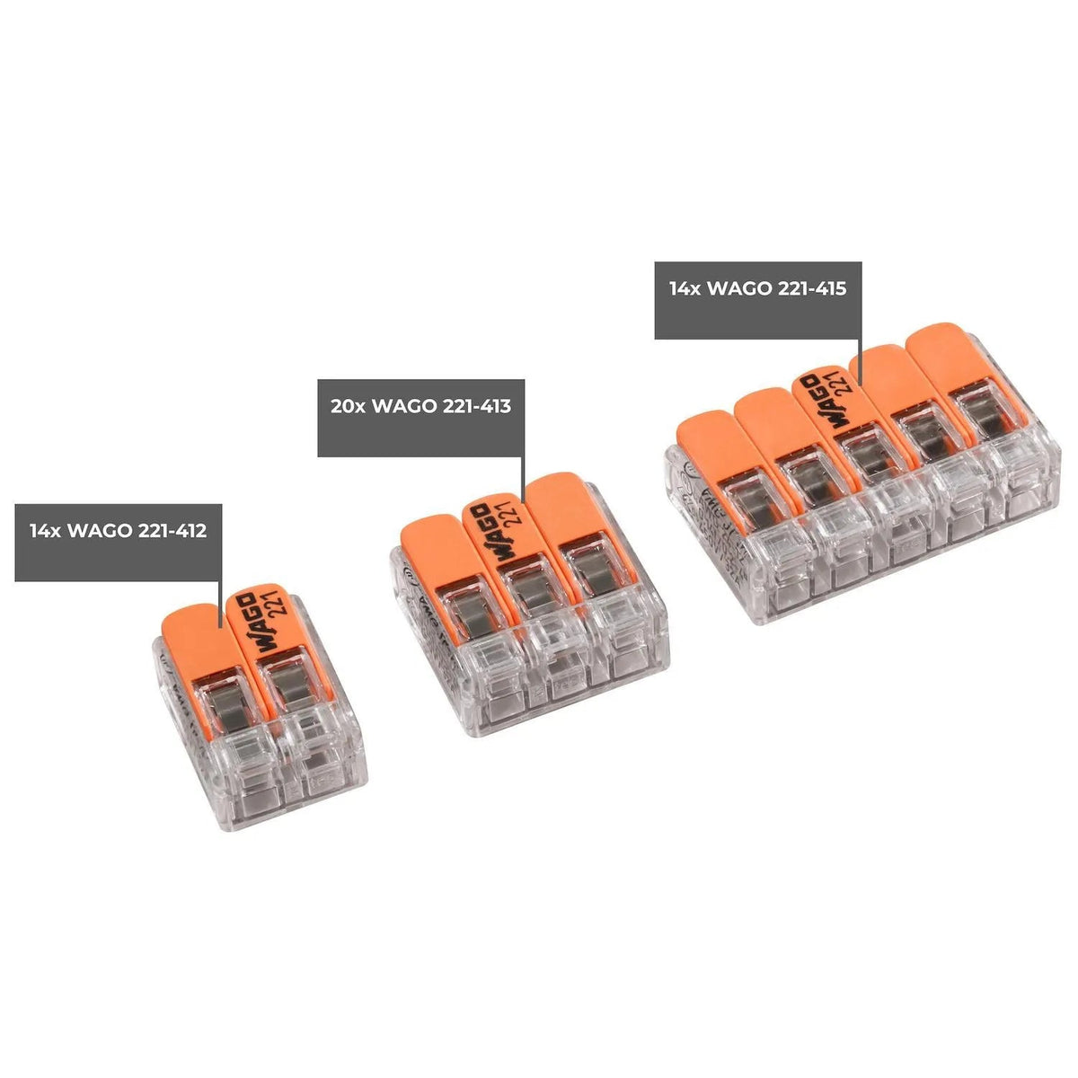 WAGO WAGO Klemmen-Set, 61-teilig, 27x 221-412, 20x 221-413, 14x 221-415 elektroniktrade Switzerland