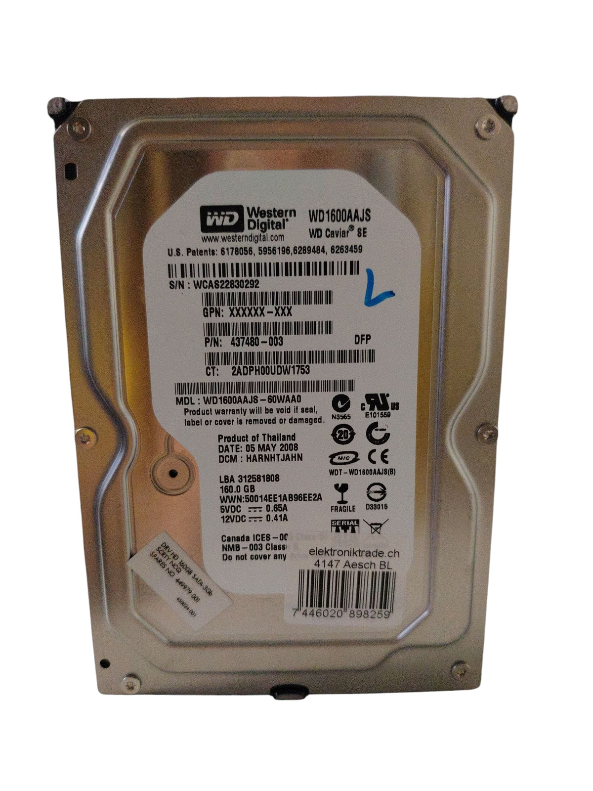 WD Western Digital HDD WD1600AAJS 160GB ( Gebraucht Artikel ) Elektroniktrade Switzerland