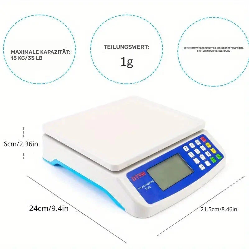XSKJI Digitale Küchenwaage DT580 – 30 kg / 1 g Präzision Elektroniktrade Switzerland