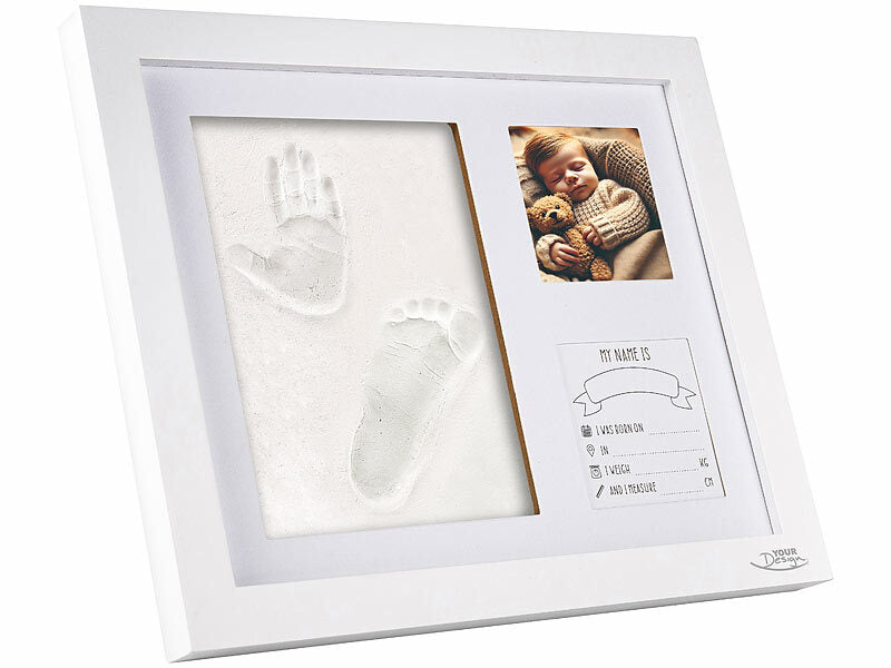 Your Design Gipsabdruck-Set für Baby-Hand-& Fußabdruck mit Holzrahmen, 28 x 23 cm elektroniktrade Switzerland