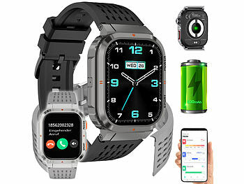 Fitnessuhr: newgen medicals Fitness-Smartwatch, 20 Tage Laufzeit, Always-on-Display, ChatGPT, IP68 erhältlich auf eMall